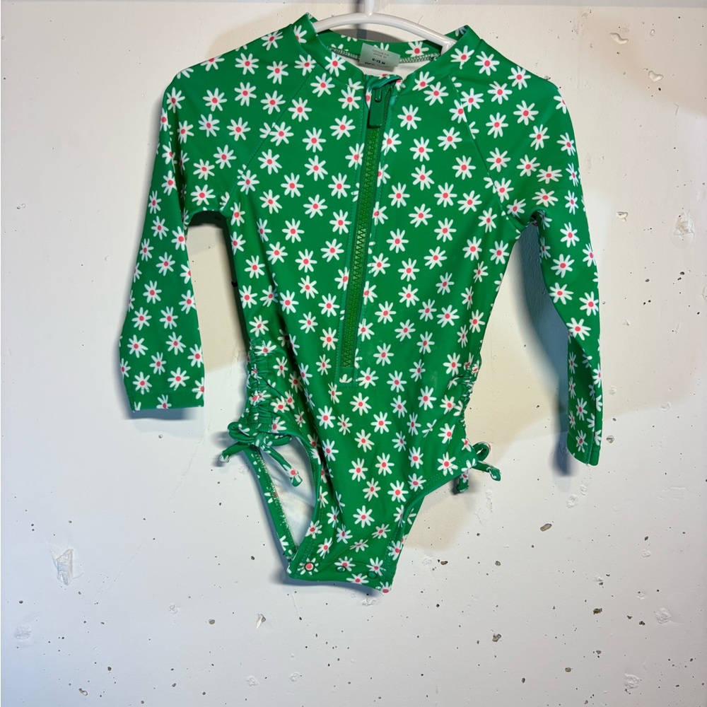 Old Navy Green Floral Kids Rashguard